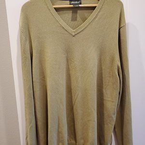 Eddie Bauer Men's V-neck Cotton Sweater Green XL Tall